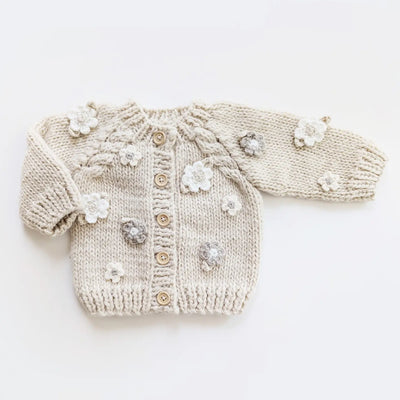 Flower Cardigan Sweater - Natural - Twinkle Twinkle Little One