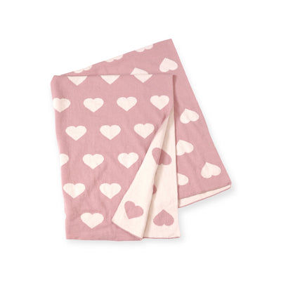 Hearts Reversible Sweater Knit Baby Blanket Organic Cotton - Twinkle Twinkle Little One