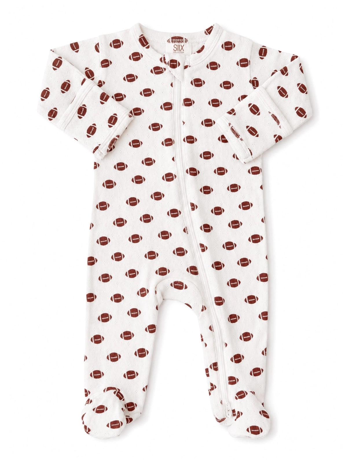 Football Organic Pointelle 2-Way Zip Footie