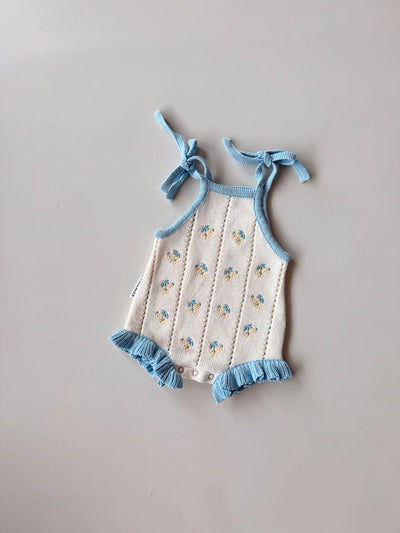 Bloom Pointelle Tie Romper - Pansy