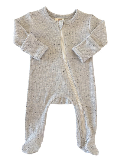 Newborn Heather Speckle 2-Way Zip Footie - Twinkle Twinkle Little One