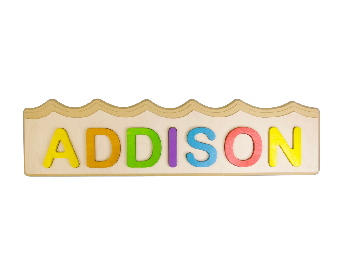 Custom Personalized Wooden Name Puzzle - Waves - Twinkle Twinkle Little One
