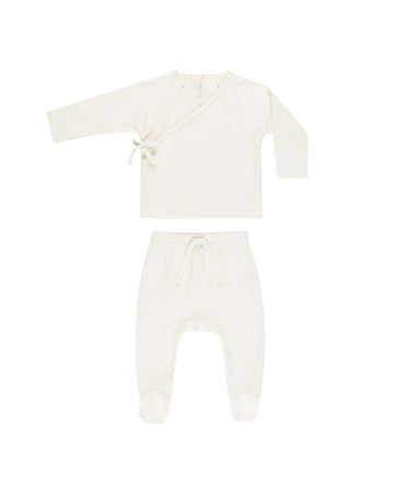 Newborn Wrap Top + Footed Pant Set - Ivory - Twinkle Twinkle Little One