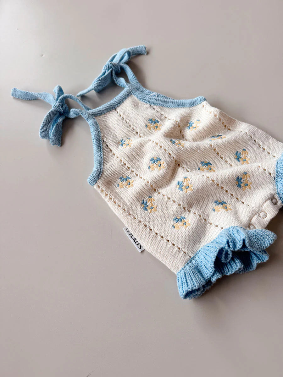 Bloom Pointelle Tie Romper - Pansy