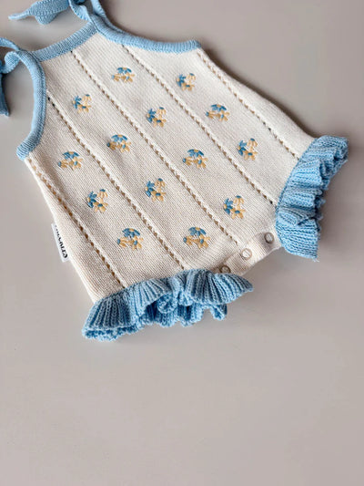 Bloom Pointelle Tie Romper - Pansy