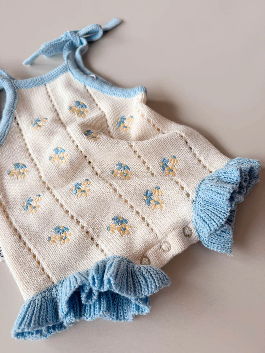 Bloom Pointelle Tie Romper - Pansy
