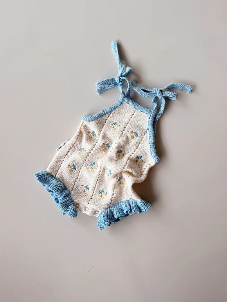 Bloom Pointelle Tie Romper - Pansy