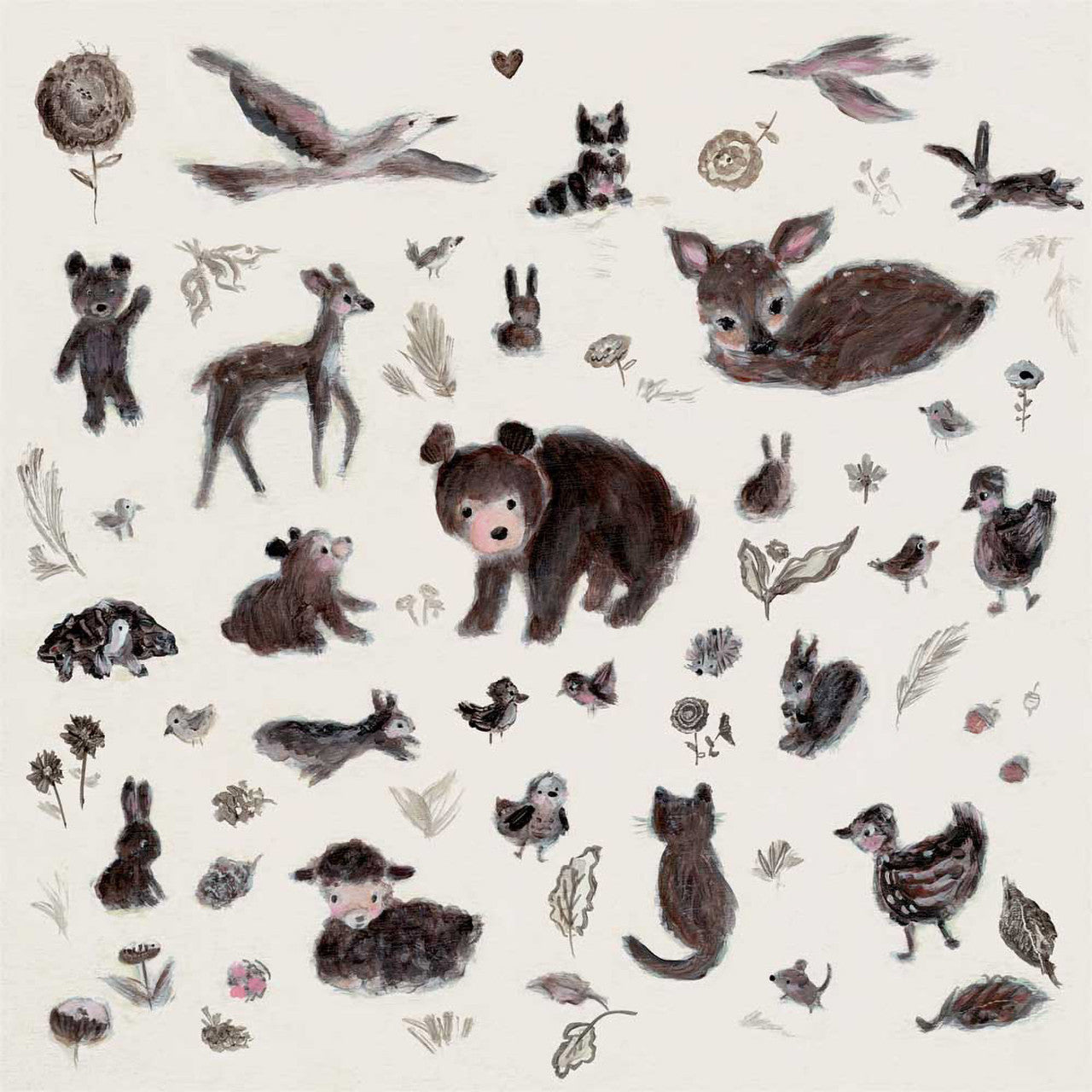 Curious Animals Stretched Canvas Wall Art - Twinkle Twinkle Little One