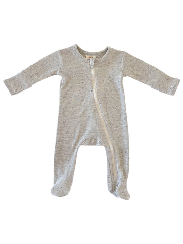 Newborn Heather Speckle 2-Way Zip Footie - 0