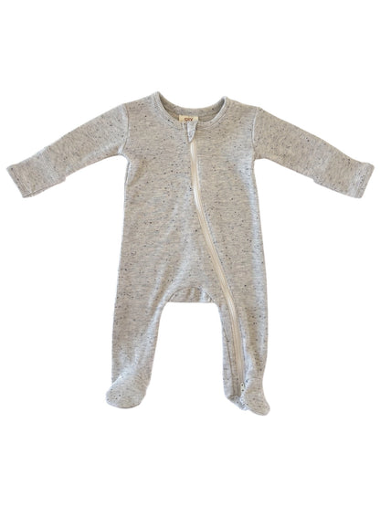 Newborn Heather Speckle 2-Way Zip Footie - Twinkle Twinkle Little One