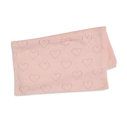 Love Hearts - Organic Cotton Pointelle Knit Baby Blanket - Twinkle Twinkle Little One