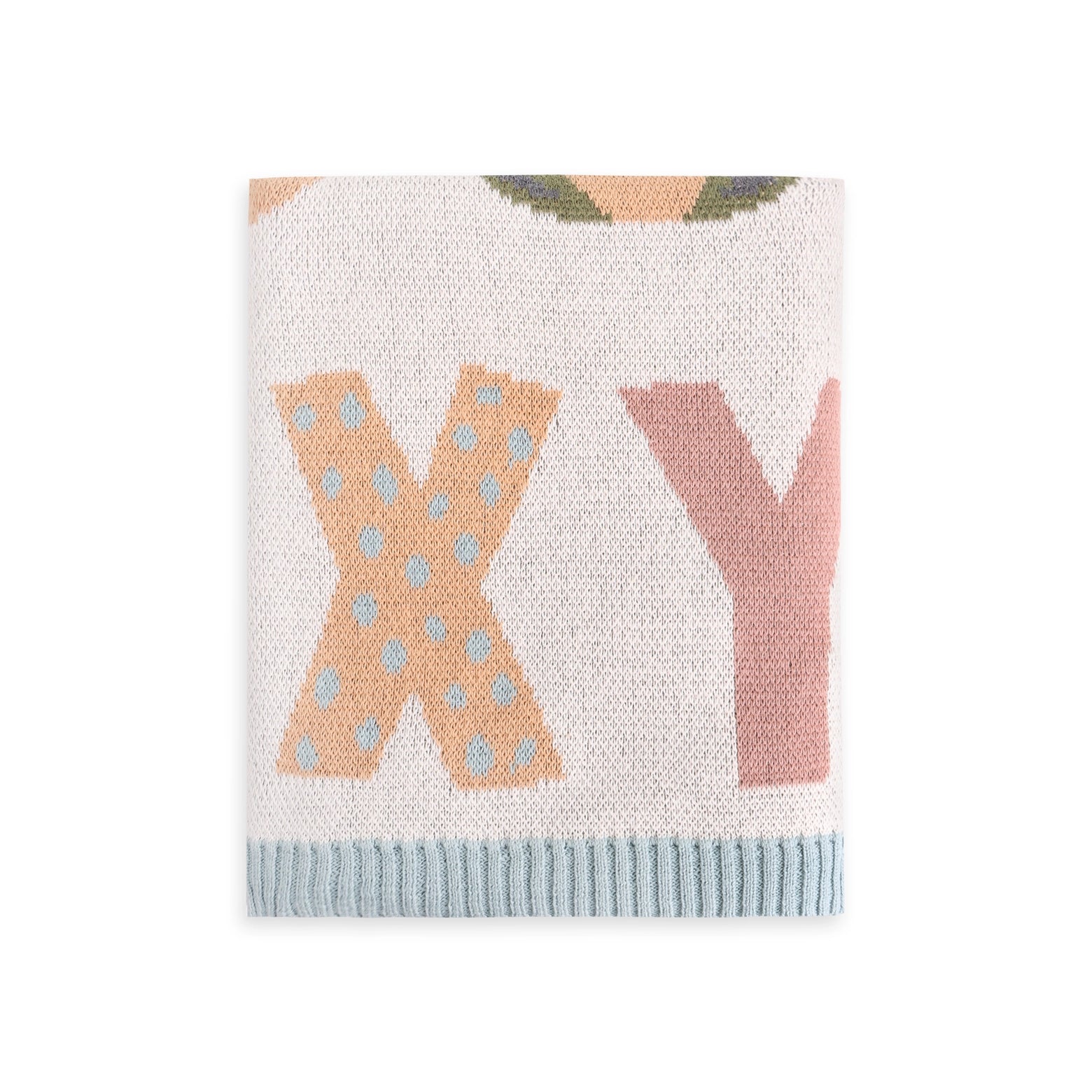 Alphabet Blue - Organic Jacquard Sweater Knit Baby Blanket - Twinkle Twinkle Little One