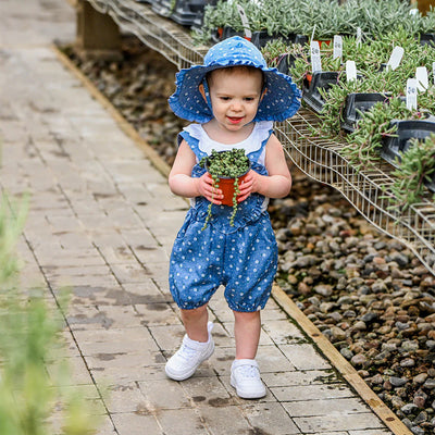 Denim Darling Romper - Sunburst Flower Print