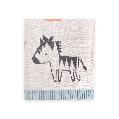 Alphabet Blue - Organic Jacquard Sweater Knit Baby Blanket - Twinkle Twinkle Little One