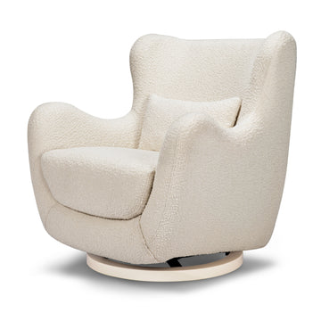 Buy ivory-boucle-with-ivory-wood-base Babyletto Solstice Swivel Glider in Boucle