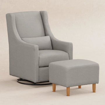 Babyletto Toco Swivel Glider and Ottoman in Eco-Performance Fabric | Water Repellent & Stain Resistant - Twinkle Twinkle Little One