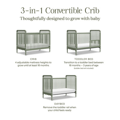 Namesake Liberty 3-in-1 Convertible Spindle Crib with Toddler Bed Conversion Kit