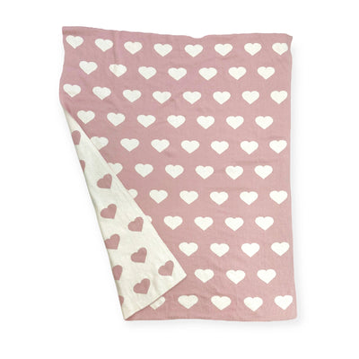 Hearts Reversible Sweater Knit Baby Blanket Organic Cotton - Twinkle Twinkle Little One