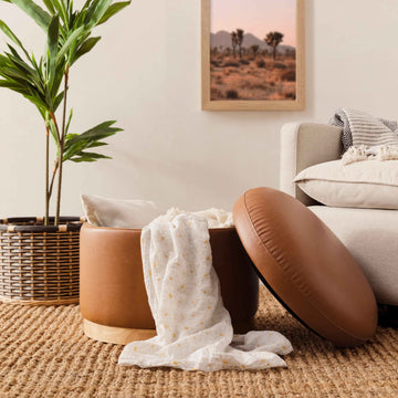 Babyletto Naka Storage Ottoman in Vegan Leather - Twinkle Twinkle Little One