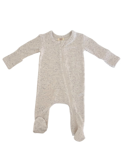 Newborn Dove Speckle 2-Way Zip Footie - Twinkle Twinkle Little One