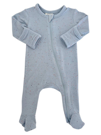 Newborn Glacier Speckle 2-Way Zip Footie - Twinkle Twinkle Little One