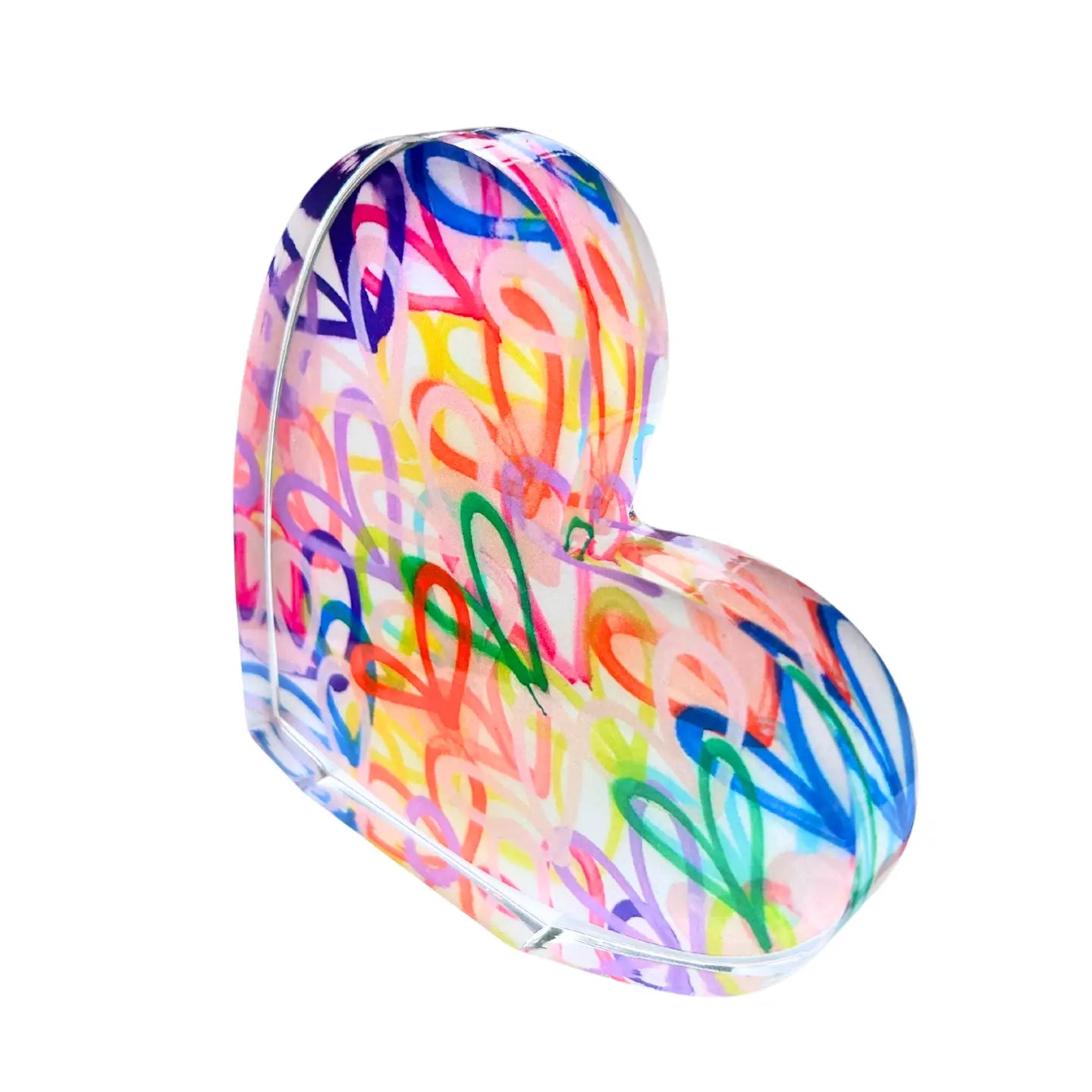 Sideways Heart with Hearts Acrylic Shelfie/Bookend