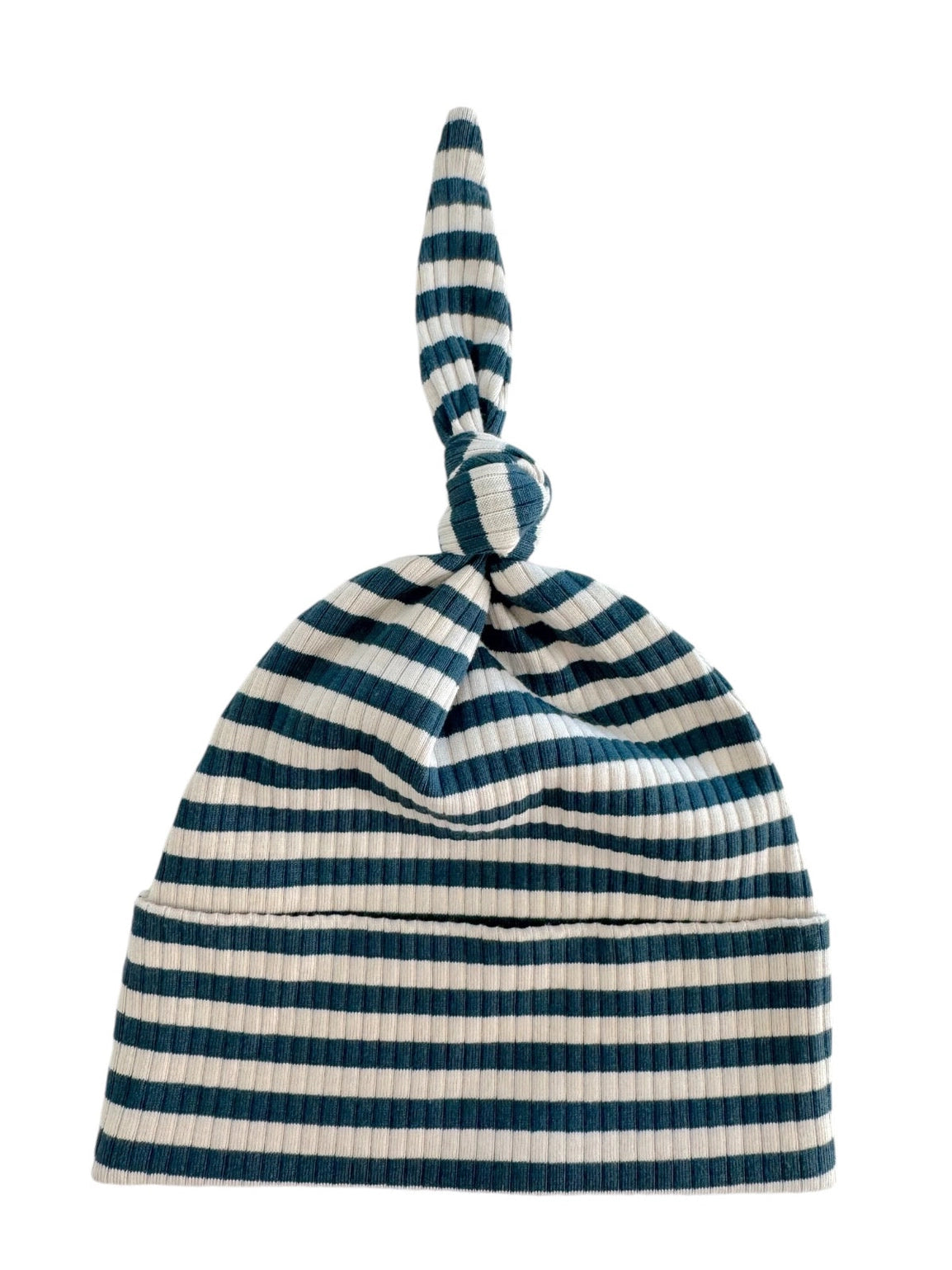 Steel Blue Stripe - Organic Ribbed Beanie - Twinkle Twinkle Little One