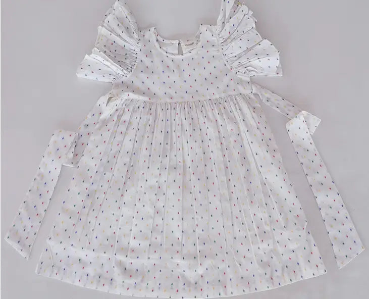 Multi-Dot Ruffle Tie Back Cotton Woven Dress & Bloomer - Twinkle Twinkle Little One