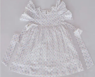 Multi-Dot Ruffle Tie Back Cotton Woven Dress & Bloomer - Twinkle Twinkle Little One