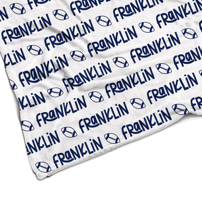 Sugar + Maple Plush Minky Fleece Personalized Blanket | Football Icon Repeating Name - Twinkle Twinkle Little One