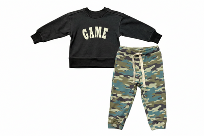 Game Sweatshirt and Camo Sweatpant Set