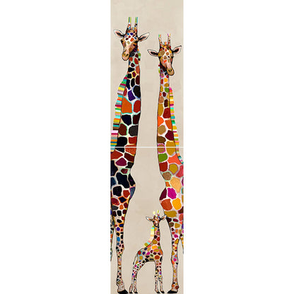 Giraffe Family on Cream - Diptych Stretched Canvas Wall Art - Twinkle Twinkle Little One