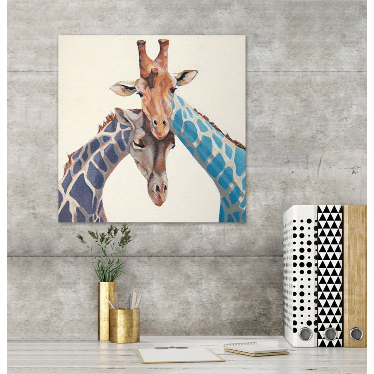 Giraffes In Love Stretched Canvas Wall Art - Twinkle Twinkle Little One