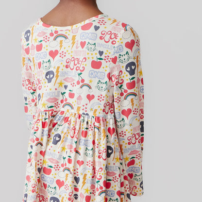 Girls Bamboo Steph Dress - Journal Doodle - Twinkle Twinkle Little One