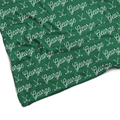 Sugar + Maple Plush Minky Fleece Personalized Blanket | Golf Icon Repeating Name - Twinkle Twinkle Little One