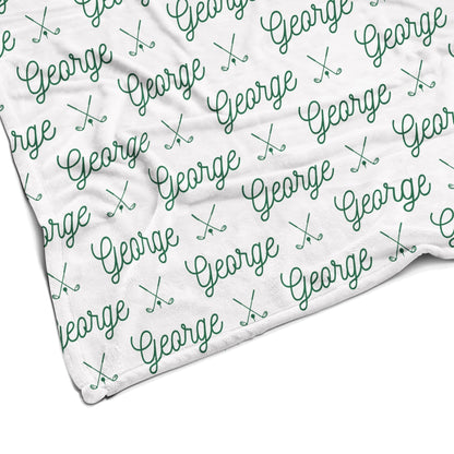 Sugar + Maple Plush Minky Fleece Personalized Blanket | Golf Icon Repeating Name - Twinkle Twinkle Little One