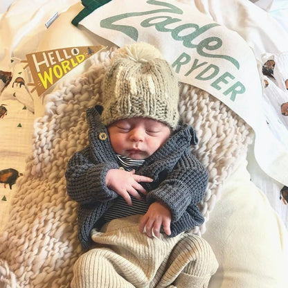 Hi. Pebble Brown Hand Knit Beanie Hat - Twinkle Twinkle Little One