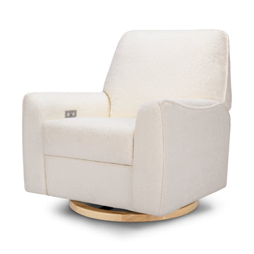 Buy chantilly-fleece-with-light-wood-base Babyletto Sunday Power Recliner and Swivel Glider