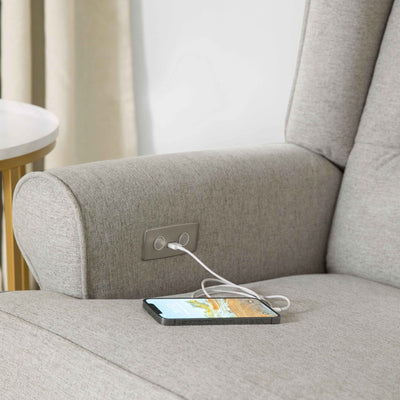 Namesake Harbour Electronic Recliner and Swivel Glider in Eco-Performance Fabric with USB port | Water Repellent & Stain Resistant