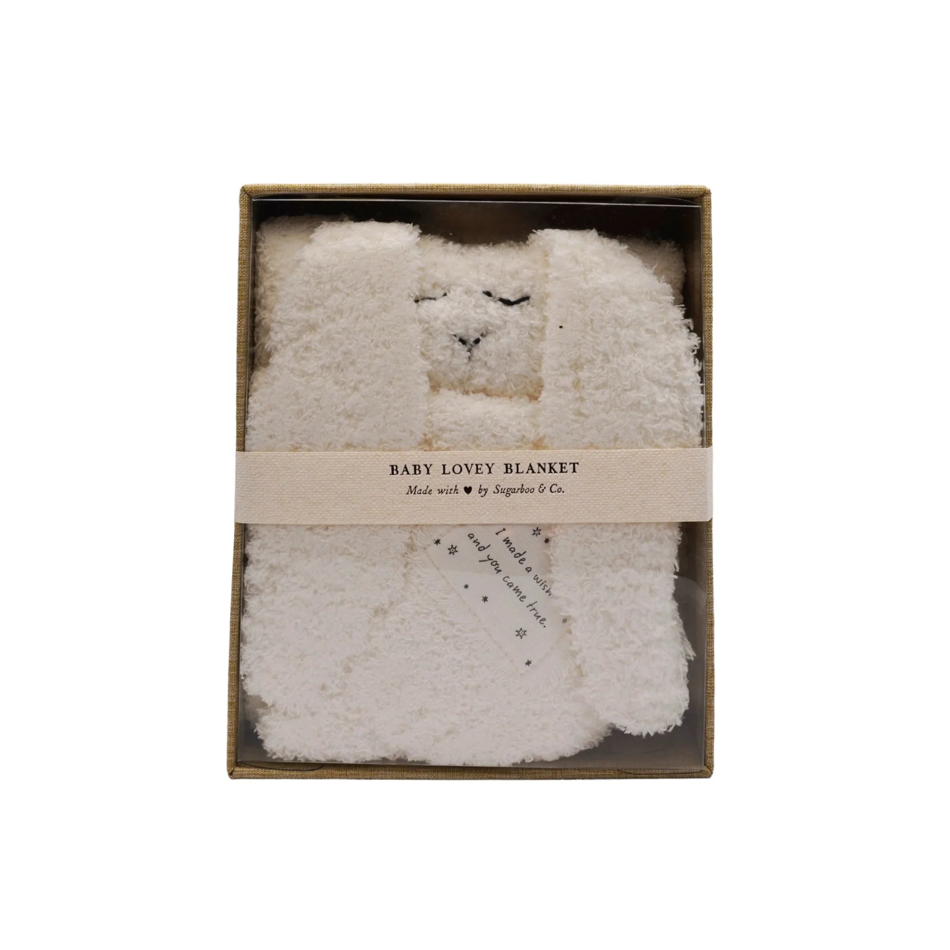 "I made a wish and you came true." Bunny Baby Lovey Blanket - White - Twinkle Twinkle Little One