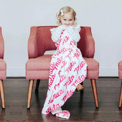 Sugar + Maple Plush Minky Fleece Personalized Blanket | Repeating Name - Twinkle Twinkle Little One