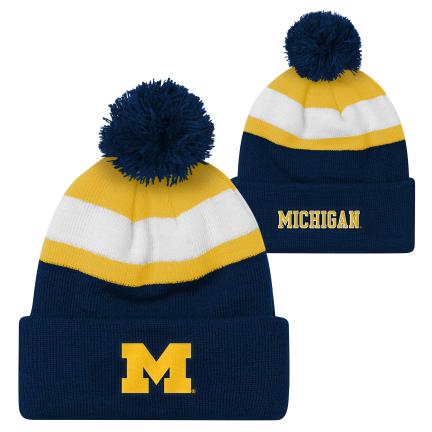 University Of Michigan Cuffed Knit Pom Hat