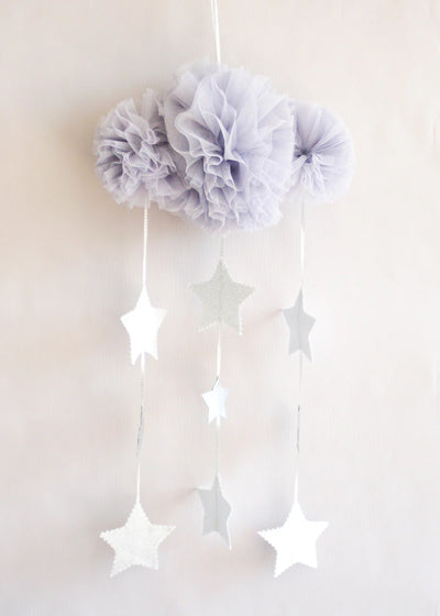 Mist & Silver Tulle Cloud Mobile - Twinkle Twinkle Little One