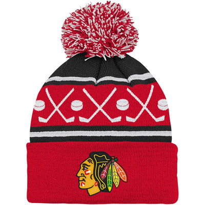 Chicago Blackhawks Cuffed Knit Pom Hat