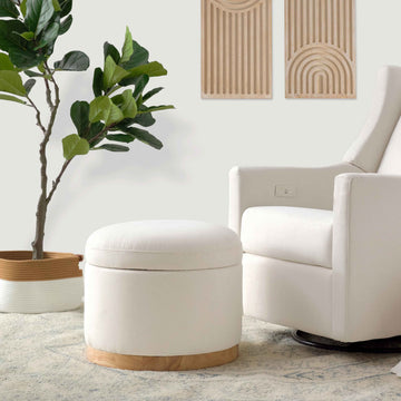 Babyletto Naka Storage Ottoman in Eco-Performance Fabric | Water Repellent & Stain Resistant - Twinkle Twinkle Little One