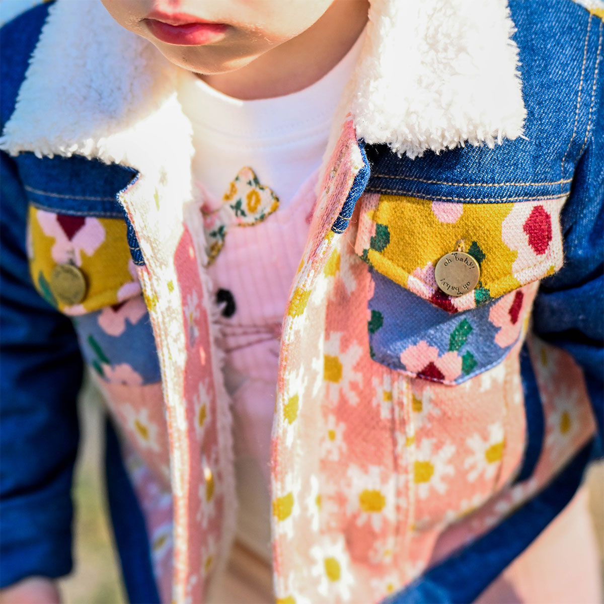 Quilted Heart Denim Jacket with Cream Snowdrift Lining