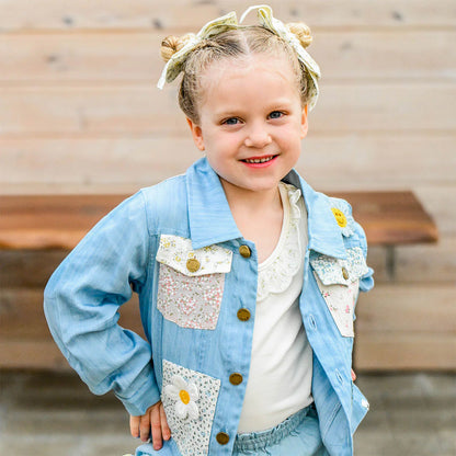 Dylan Lyocell Denim Jacket - Flower Field - Light Wash - Twinkle Twinkle Little One
