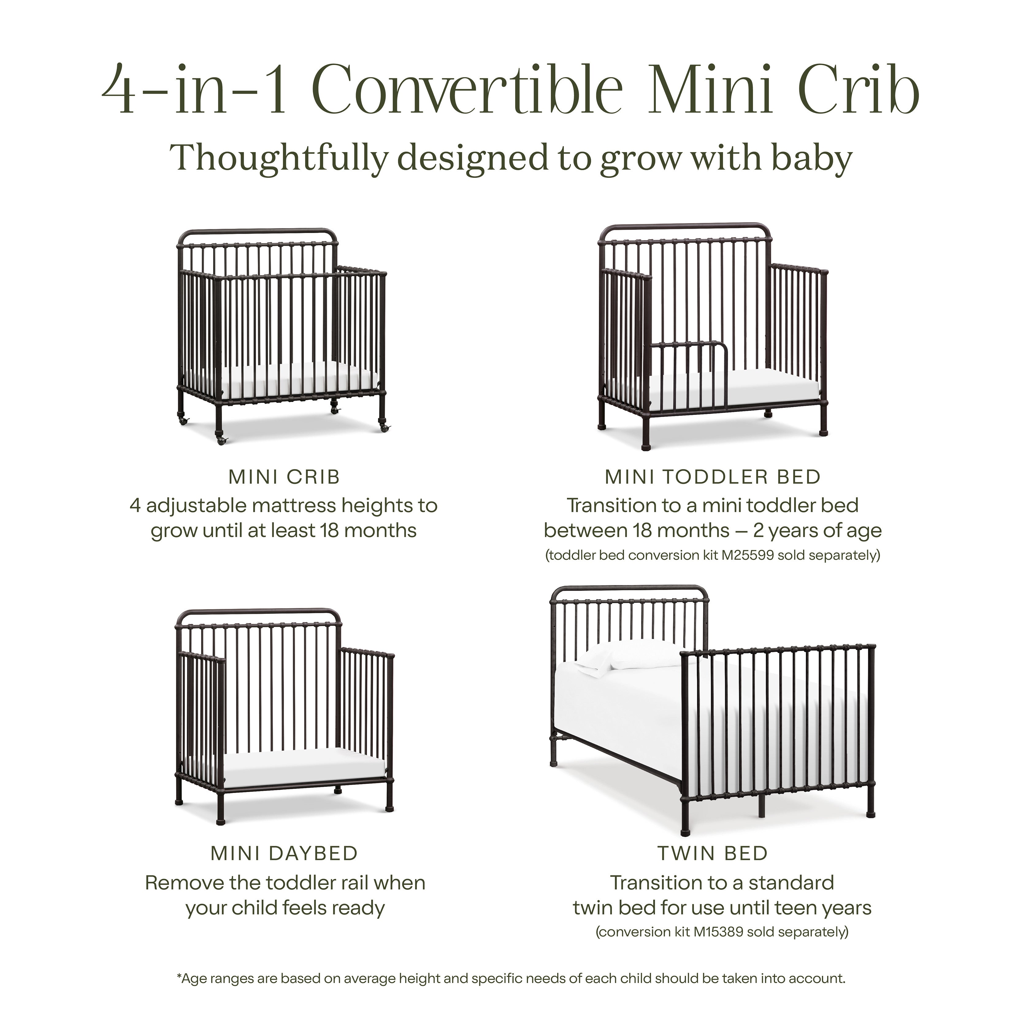 Namesake Winston 4-in-1 Convertible Mini Crib