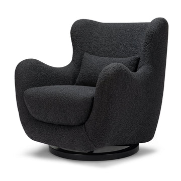 Buy black-boucle-with-black-wood-base Babyletto Solstice Swivel Glider in Boucle
