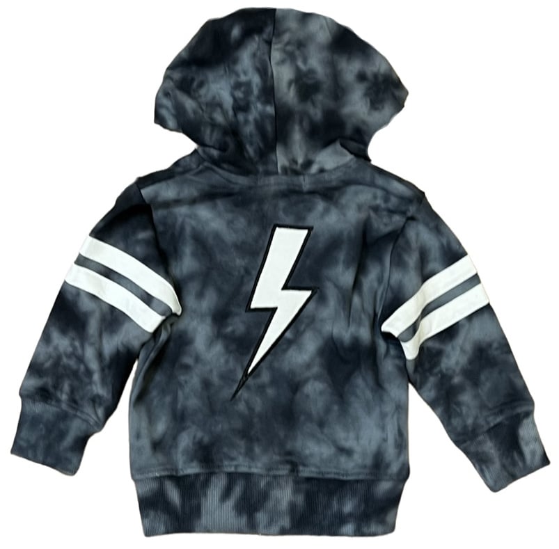 Little Mish Tie Dye Bolt Zip Hoody - Black - 0